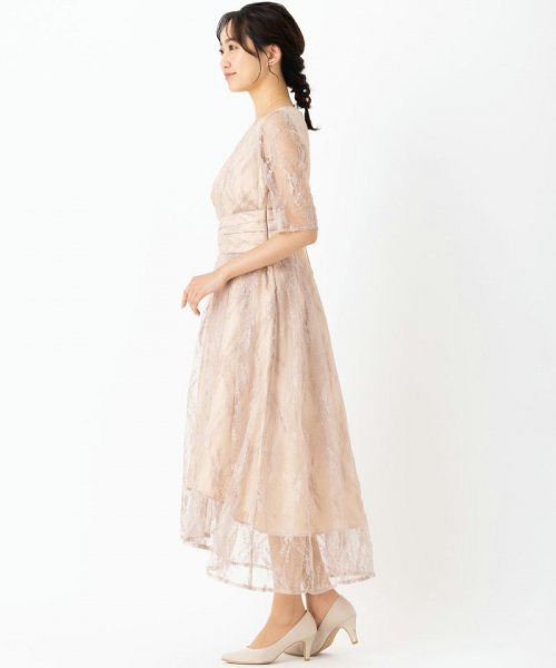 Select Shop  【ドレス2点SET】ウエストツイストオールレースドレス　ベージュ/S-M