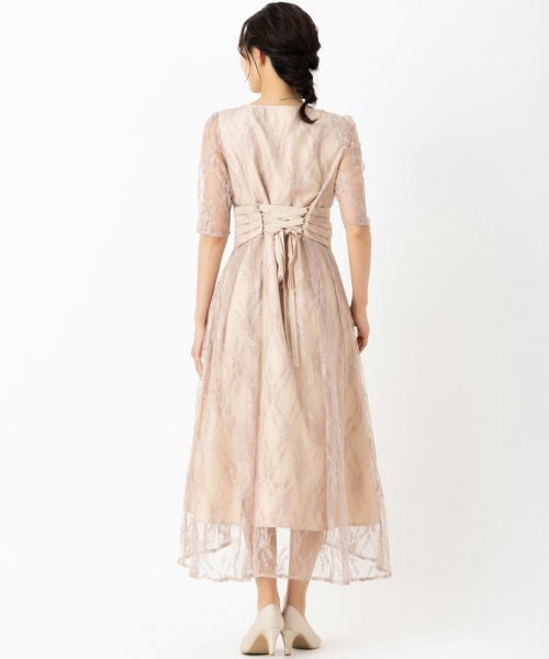 Select Shop  【ドレス2点SET】ウエストツイストオールレースドレス　ベージュ/S-M