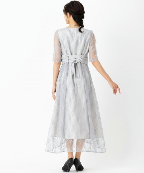Select Shop  【ドレス2点SET】ウエストツイストオールレースドレス　グレー/S-M