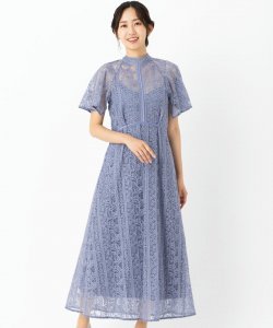 FRAY I.D  フレイアイディー　フローティング刺繍ドレス　ブルー/S