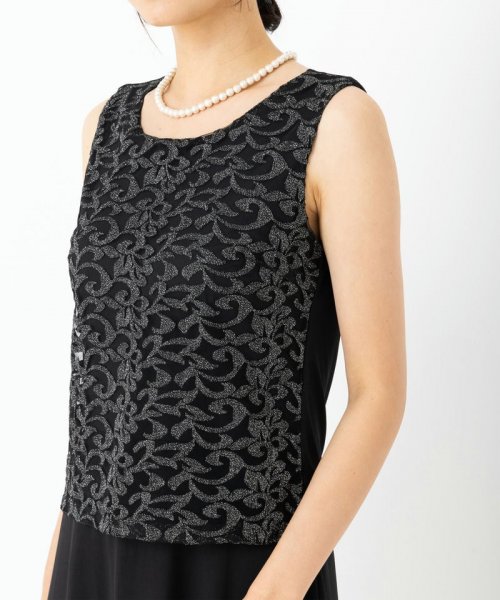 Select Shop  【ドレス3点セット】ラメ刺繍アンサンブルドレス　ブラック/M
