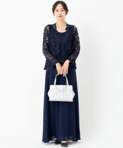 Select Shop  【ドレス3点セット】レースアンサンブルドレス　ネイビー/M