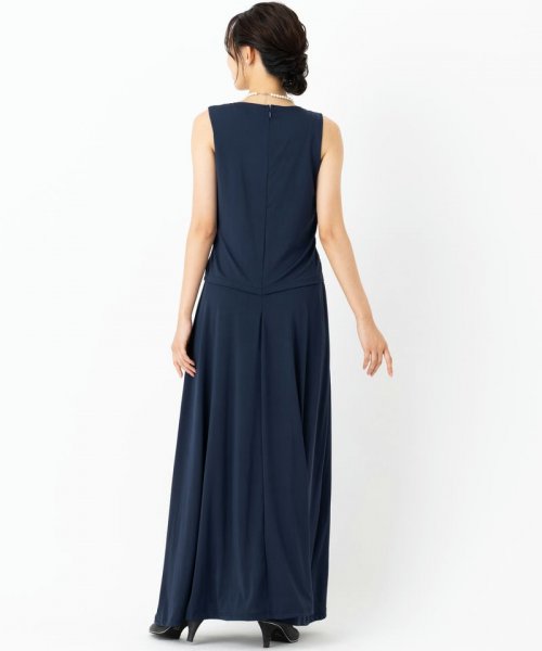 Select Shop  【ドレス3点セット】ラメ刺繍アンサンブルドレス　ネイビー/L