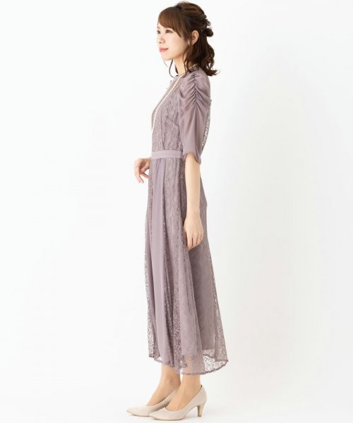 Select Shop  【ドレス2点セット】シフォン切替レースドレス　モーヴ/L
