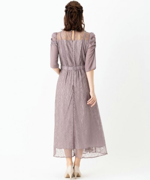 Select Shop  【ドレス2点セット】シフォン切替レースドレス　モーヴ/M
