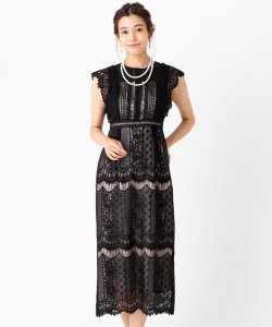 Select Shop  ウェーブレースドレス　ブラック/S-M