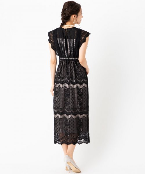 Select Shop  ウェーブレースドレス　ブラック/S-M