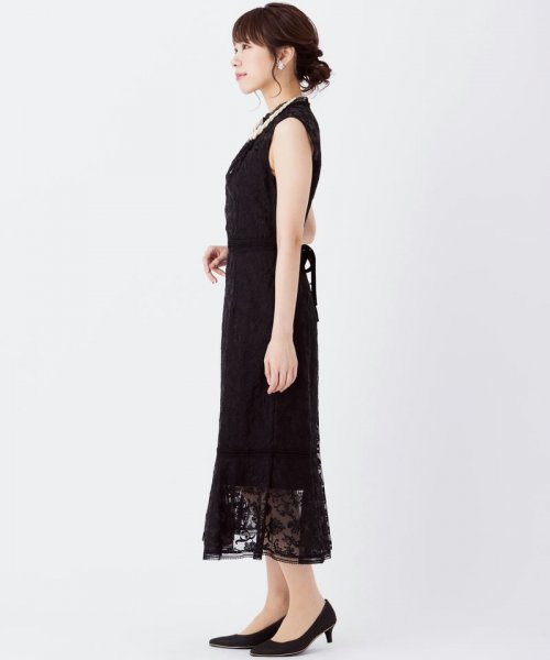 FRAY I.D  フレイアイディー　 オーガンジー刺繍ドレス　ブラック/M