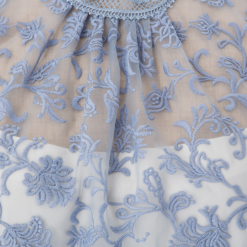 フレイアイディー　 オーガンジー刺繍ドレス　ライトブルー/M