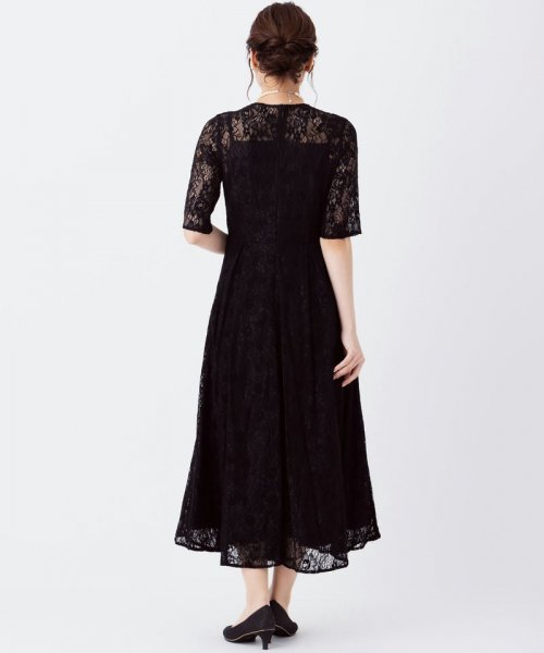 Select Shop  ラインベロアモールレースドレス　ブラック/M