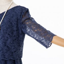Aimer  エメ　袖付きラッセルレースIラインドレス　ブルー/M