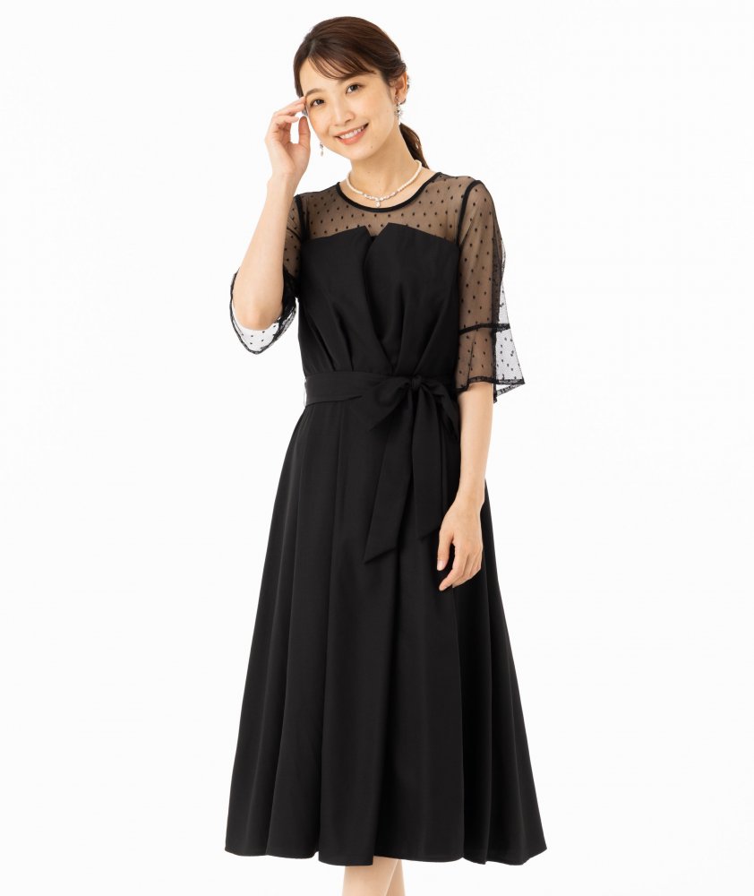 Select Shop ドットチュールビスチェドレス ブラック/M｜結婚式 