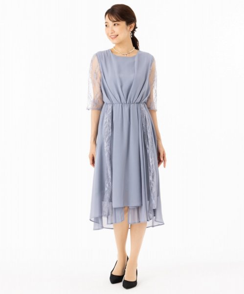 Select Shop  オーガンジーレースドレス　ブルーグレー/L