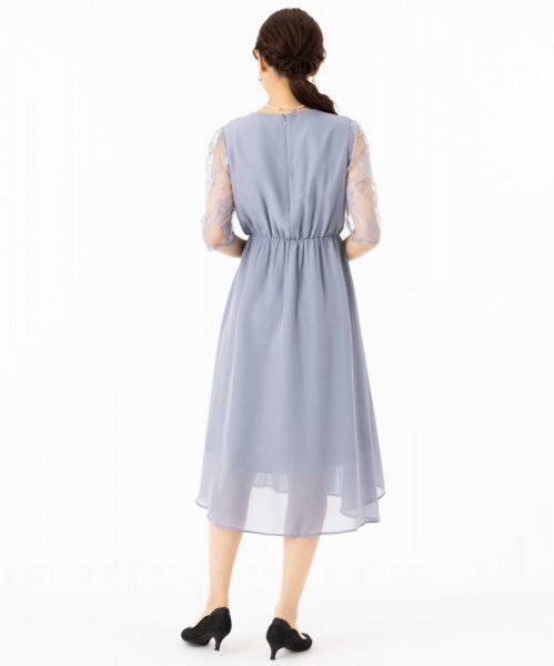 Select Shop  オーガンジーレースドレス　ブルーグレー/3L