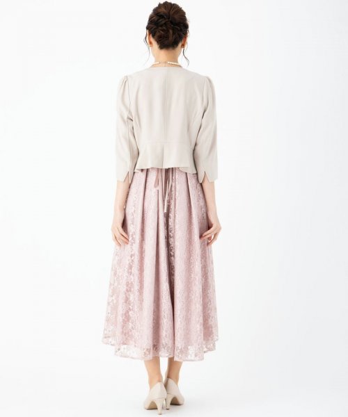 Select Shop  【ドレス3点セット】ベアデザイン総レースドレス　ピンク/M