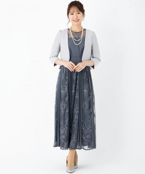 Select Shop  【ドレス3点セット】ビスチェ風プリーツスカートドレス　ダスティブルー/M　