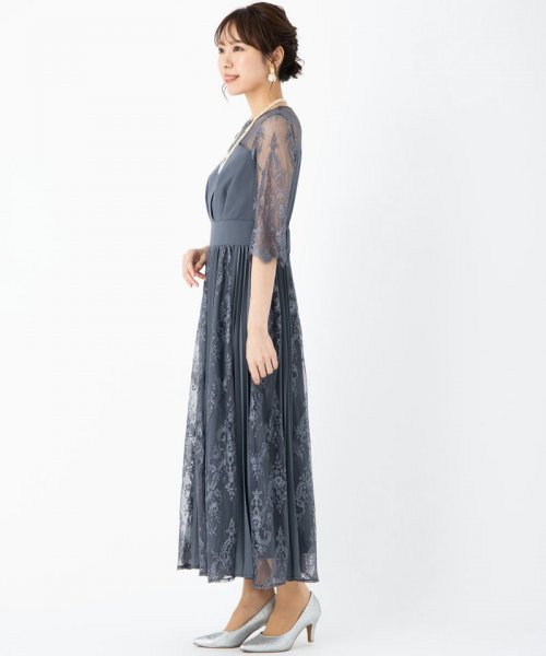 Select Shop  【ドレス3点セット】ビスチェ風プリーツスカートドレス　ダスティブルー/L