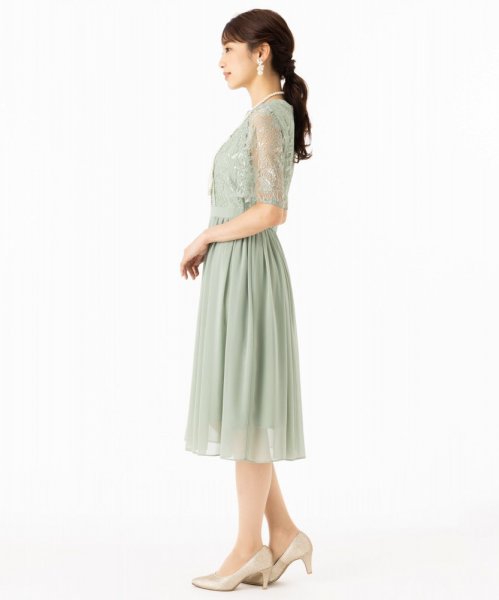 Aimer  【ドレス2点セット】エメ　はしごレースシフォンギャザースカートドレス　ミントグリーン/S-M