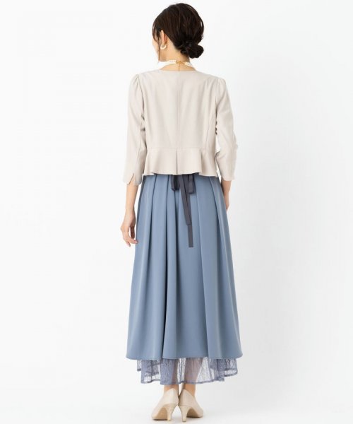 Select Shop  【ドレス3点セット】ウエストモチーフベルトドレス　ブルーグレー/LL