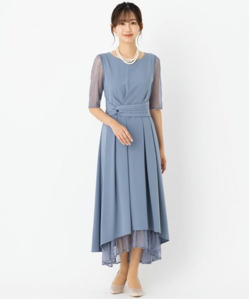 Select Shop  【ドレス3点セット】ウエストモチーフベルトドレス　ブルーグレー/L