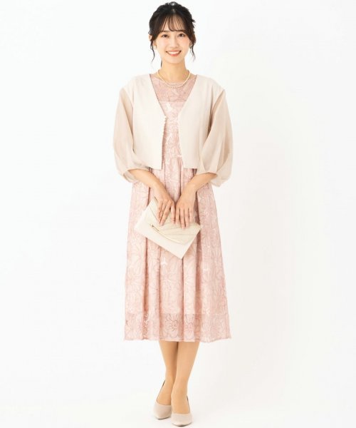 GRACE CONTINENTAL  グレースコンチネンタル　マルチフラワー刺繍ドレス　ピンク/S-M