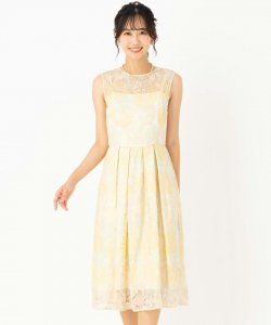 GRACE CONTINENTAL  グレースコンチネンタル　マルチフラワー刺繍ドレス　イエロー/S-M