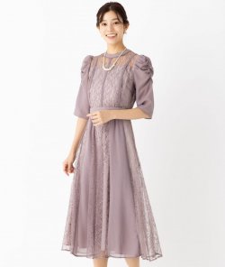 Select Shop  シフォン切替レースドレス　モーヴ/L