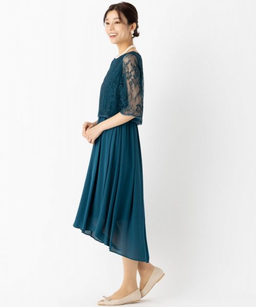 Aimer  【ドレス3点セット】エメ　 レーストップス×テールスカートドレス　グリーン/L