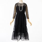 LilyBrown  リリーブラウン　チュールレース刺繍ドレス　ブラック/M