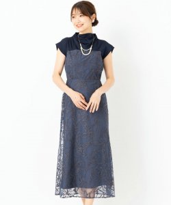 LAGUNAMOON  ラグナムーン　LADYモール刺繍ドッキングドレス　ネイビー/S