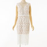 Select Shop  胸下切り替えフラワーレースドレス ホワイト/M