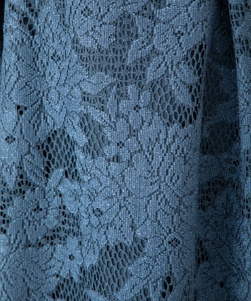Aimer  ジャカードレース袖付きタイトラインドレス　ブルー/L