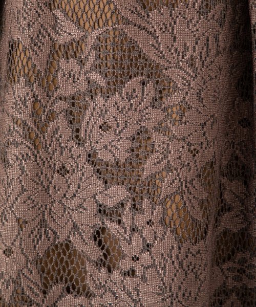 Aimer  ジャカードレース袖付きタイトラインドレス　ブラウン/S
