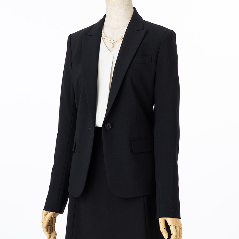 【スーツ3点SET】セオリー　ジャケット+スカート+ブラウス　ブラック/M-L