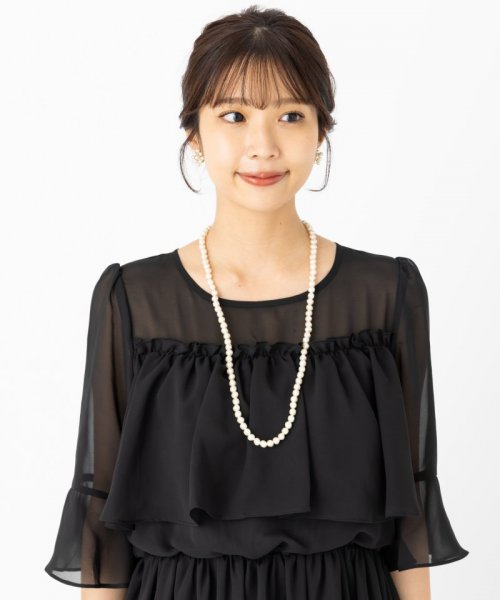 Select Shop  【授乳マタニティ】ティアードシフォンロングドレス　ブラック/M