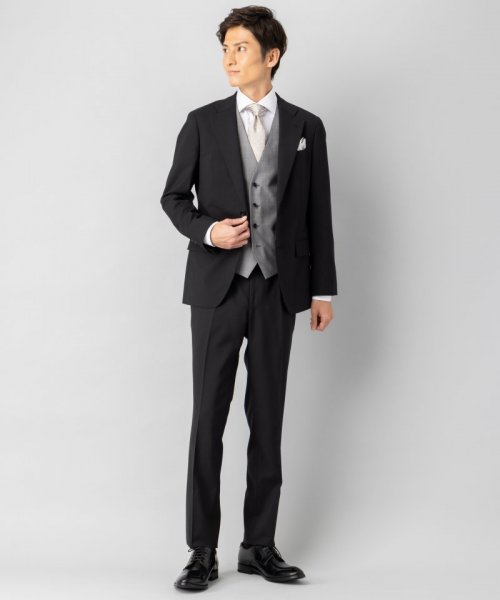 SUIT SELECT  スーツセレクト　レギュラーフィットスリーピーススーツ　ブラック/L(AB5)
