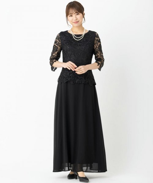 Select Shop  刺繍レースシフォンマザードレス　ブラック/M