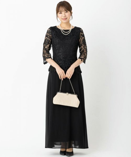 Select Shop  刺繍レースシフォンマザードレス　ブラック/M