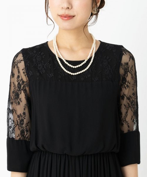 Select Shop  レース切替ワイドパンツドレス　ブラック/L
