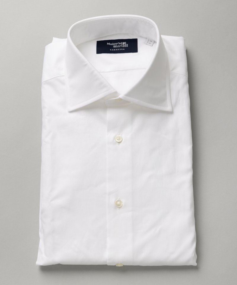 Maker's Shirt 鎌倉  ロイヤルオックスフォードセミワイドカラーシャツ　ホワイト/L-LL(42-86)
