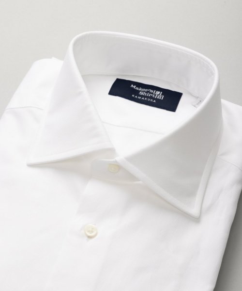Maker's Shirt 鎌倉  ロイヤルオックスフォードセミワイドカラーシャツ　ホワイト/L-LL(42-86)