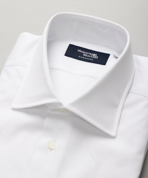 Maker's Shirt 鎌倉  ブロードクロスセミワイドカラーシャツ　ホワイト/S-M(38-82)