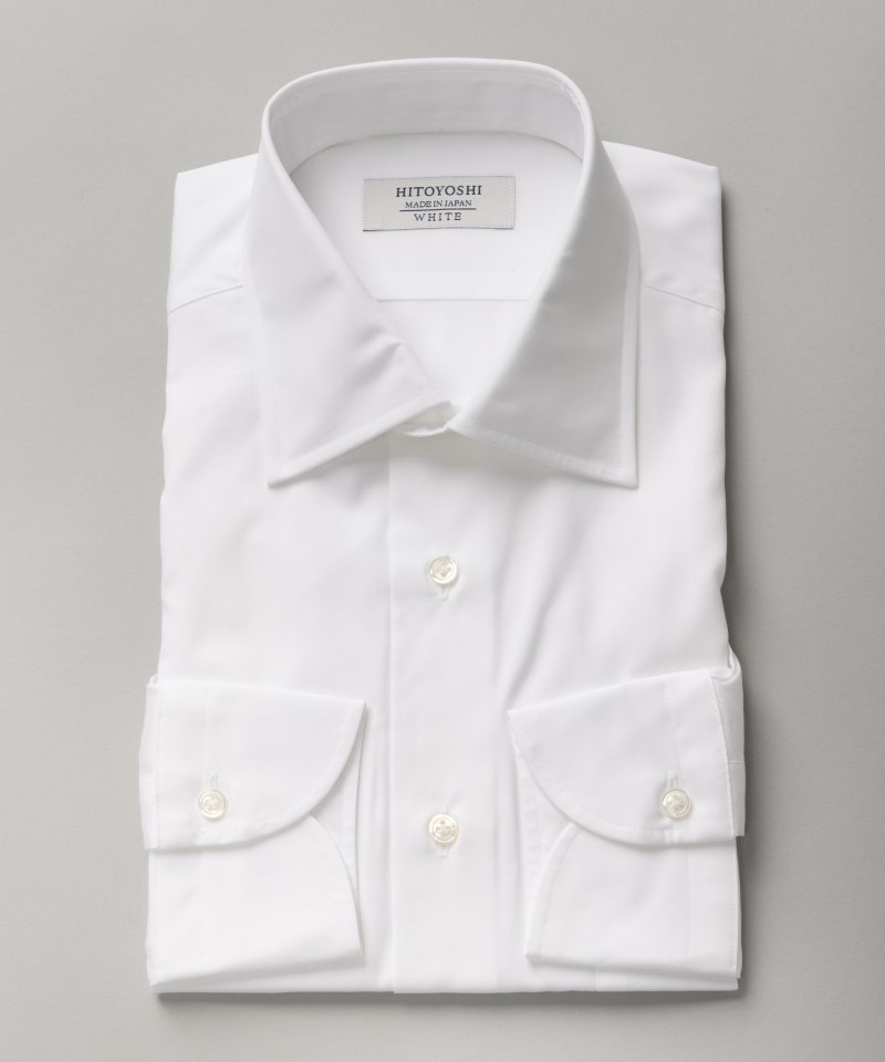 HITOYOSHI  ヒトヨシ　コンフォートフィットブロードセミワイドカラーシャツ　ホワイト/S(37-82)
