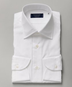 HITOYOSHI  ヒトヨシ　スリムフィットブロードセミワイドカラーシャツ　ホワイト/M(39-86)