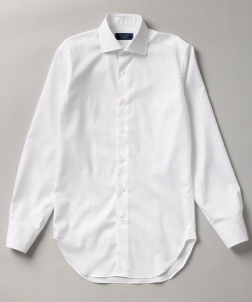 HITOYOSHI  ヒトヨシ　スリムフィットツイルワイドカラーシャツ　ホワイト/L(41-86)