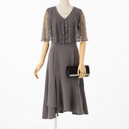 Select Shop  レースレイヤードトランペットドレス　グレー/M