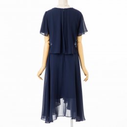 Aimer  【ドレス3点セット】エメ　刺繍シフォン袖付きドレスセット　ネイビー/S-M