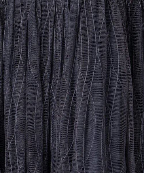 Aimer  エメ　チュールレースVネック袖付きフレアドレス　ネイビー/M