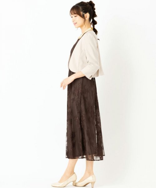 Select Shop  【ドレス3点セット】バックダブルリボンレースドレス　ブラウン/L