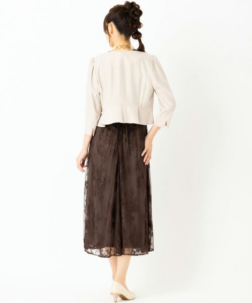 Select Shop  【ドレス3点セット】バックダブルリボンレースドレス　ブラウン/L